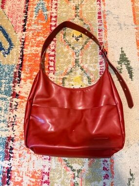Red Leather Shoulder Bag - Classic Women’s Hobo